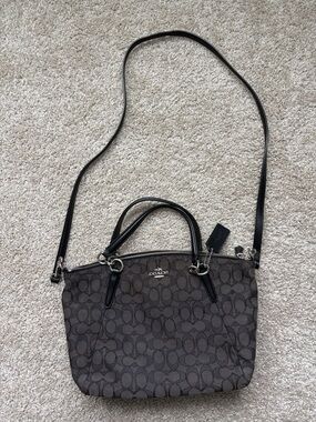 Coach Brown and Black Signature Crossbody Satchel